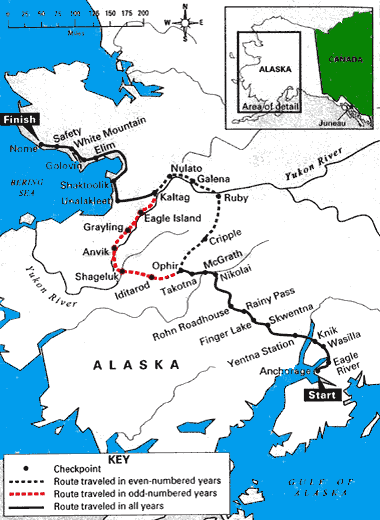 Map of Trail. Source: Iditarod Trail Committee