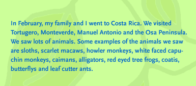 In February, my family and I went to Costa Rica.